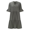 thumbnail image 4 of Vestido de Verano de Manga Corta para las Mujeres una Línea de Playa Casual, Bolsillos de Primavera Suelto Vestido de Poliéster, 4 of 7