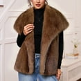 thumbnail image 6 of LWFFDAW Women's Faux Fur Vest Wide Collar Sleeveless Plush Jacket Fall Winter Warm Loose Outerwear with Pockets, 6 of 9