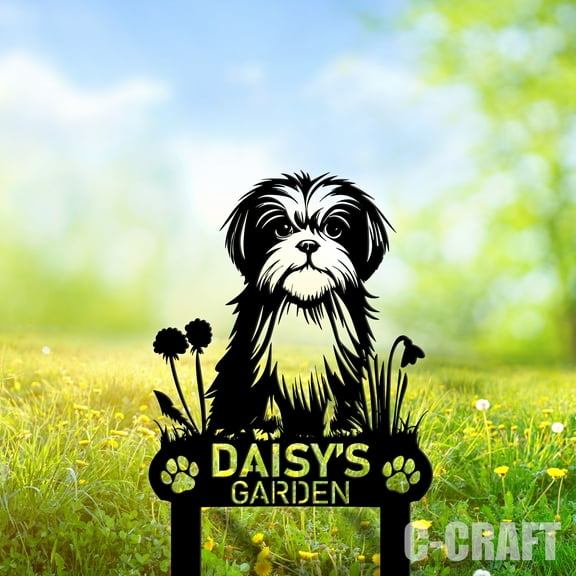 C-CRAFT Custom Shih Tzu Dog Memorial Metal Yard Sign Weather Resistant for Garden Decor