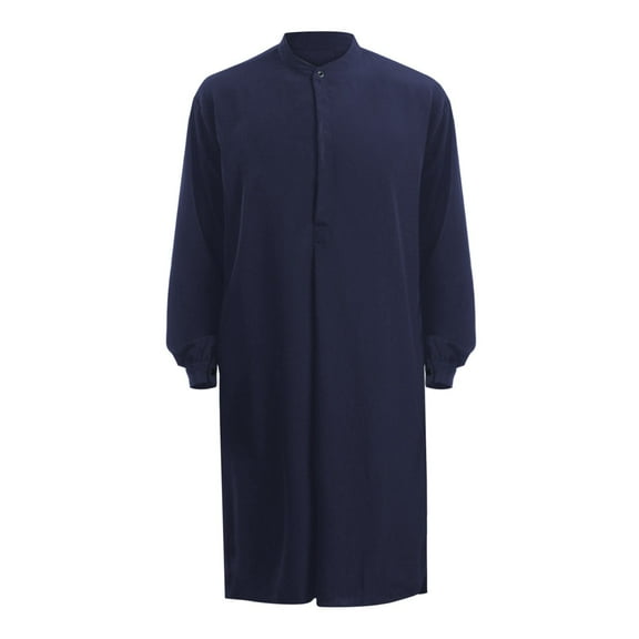 Mens Button Down Shirt Shirt Bulk Dress Shirts Men X Large Mens Shirts Tee N Big And Tall T Top Print Dress Button Arabic Style Fashion Long Men's Solid Robe Navy M
