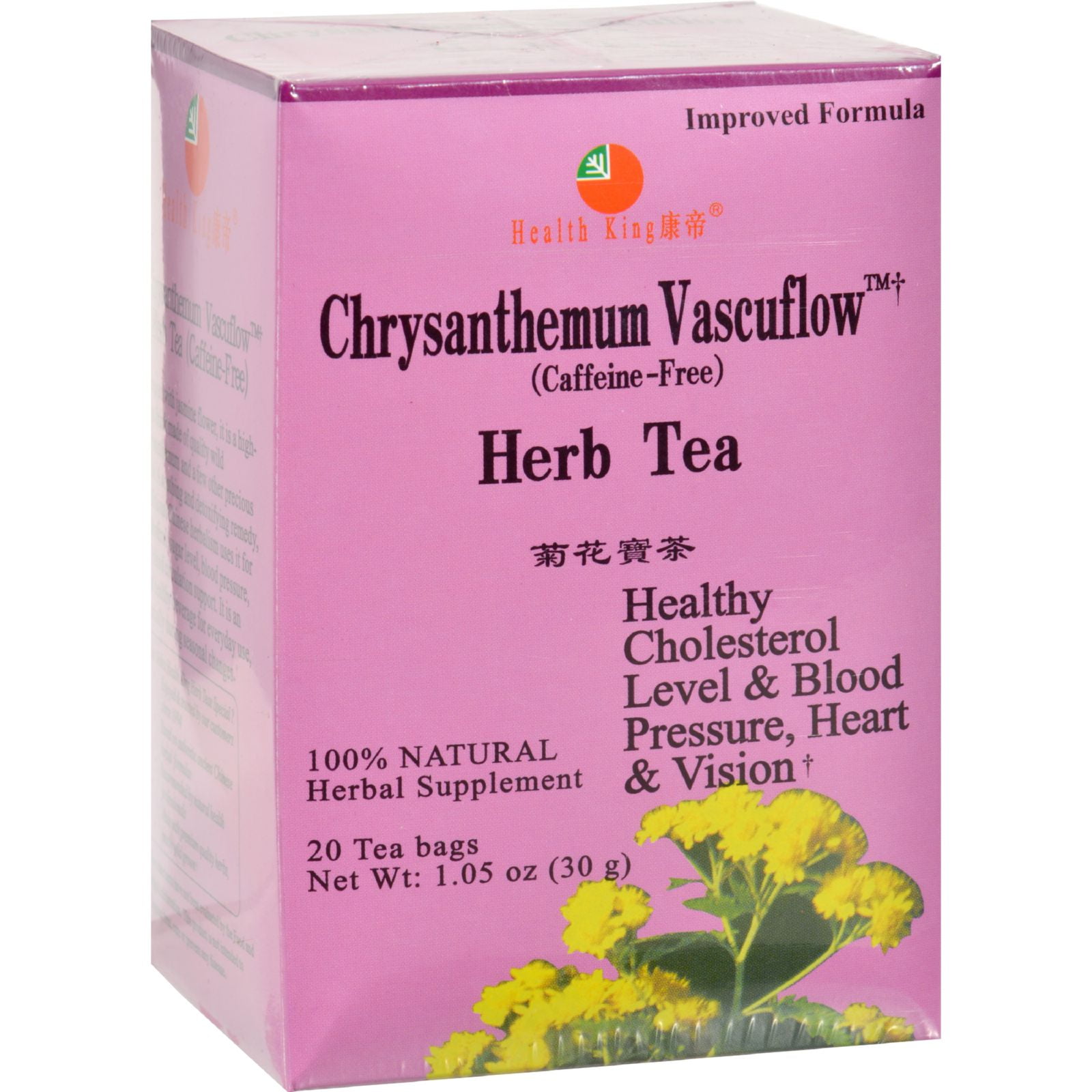 Health King Chrysanthemum Vascuflow Herb Tea 20 Tea Bags