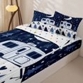 thumbnail image 2 of Manfei Adventure Cartoon Car Zipper Twin Comforter Sets with Fitted Sheet and 2 Pillowcases,Happy Camping Zipper Bedding Set,Black Blue White,Reversible, 2 of 7
