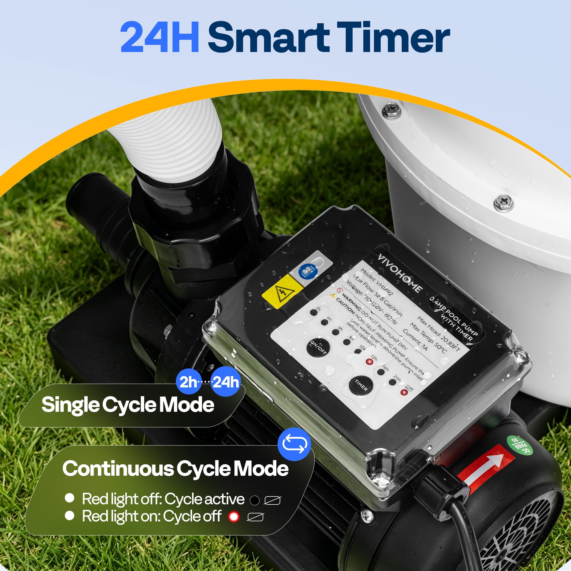 SPECSTAR 12" Sand Filter Pump 3168GPH for  Above Ground Pools Up to 11000Gallons,   Pool Filter System with 6-Way Multi-Port Valve, Digital Timer & Pressure Gauge, Heavy Duty Silent Motor