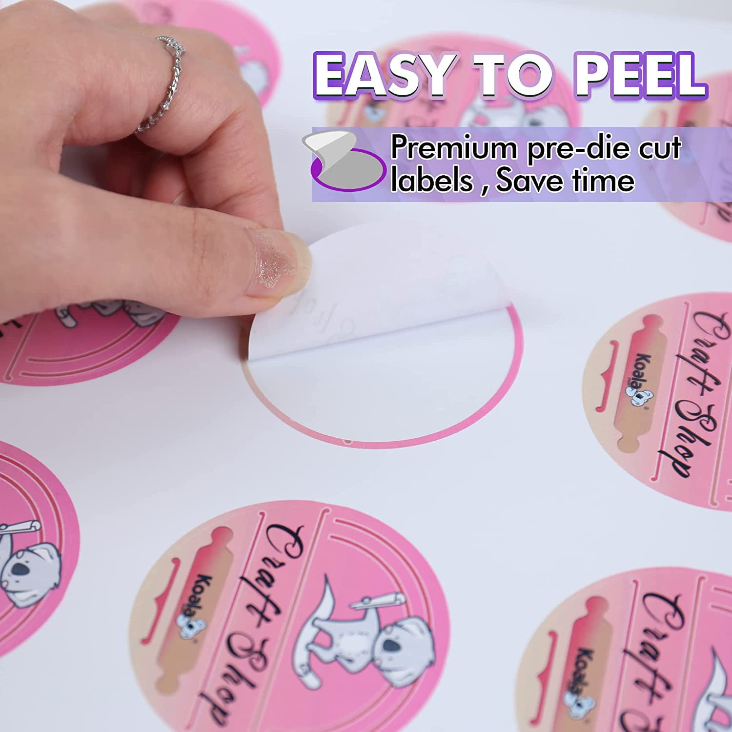 Koala Round Labels 2.5 Inch, 720 Count,Glossy Waterproof Printable Circle Stickers for Inkjet and Laser Printer, Circle Labels for Brand Logo, Bottle, Jar