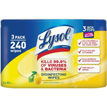Lysol Lemon/Lime Disinfecting Wipes, 240 Wipes