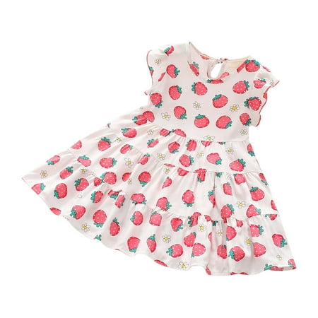 

Kukoosong Summer Toddler Girls Casual Dresses Toddler Kids Baby Girl Clothes Fashion Cute Flying Sleeve Sweet Flower Print Ruffle Dress White 9-10 Years