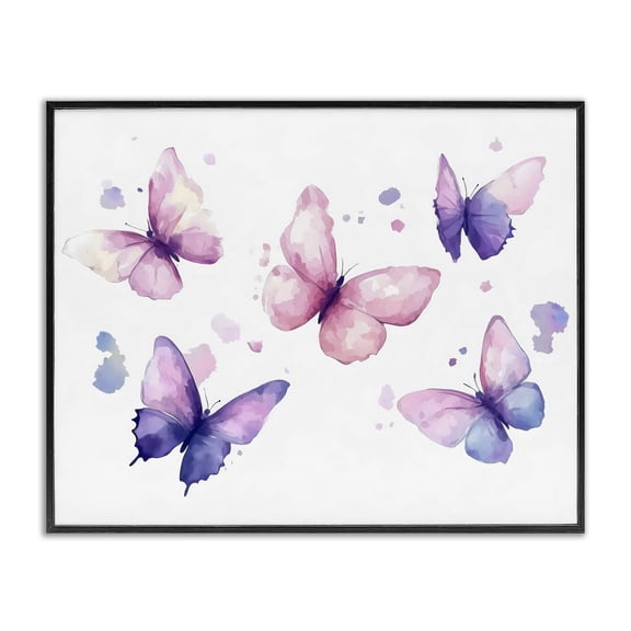 Stupell Industries Eclectic Blue and Pink Butterflies Black Framed Giclee Art, 14 x 11, by Creative Studio
