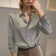 thumbnail image 4 of GigrtiJin Womens Fall Button down Shirts Long Sleeved Lapel Solid Color Shirt Fashion Casual Comfy Loose Tops, 4 of 5
