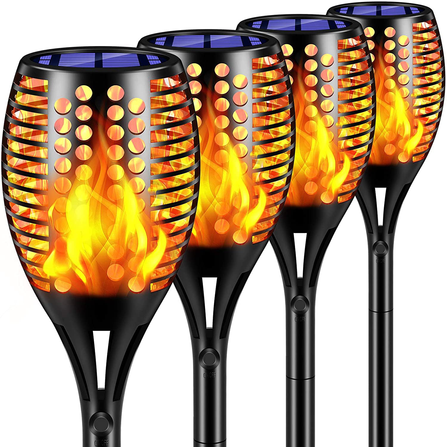 96 LED Solar Torch Light Flickering Dancing Flame Garden Waterproof Yard Lamp 