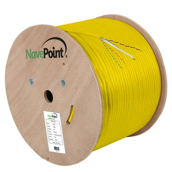 CAT6A Ethernet Cable, UTP, CMR riser  rated, Yellow, 1000 Ft