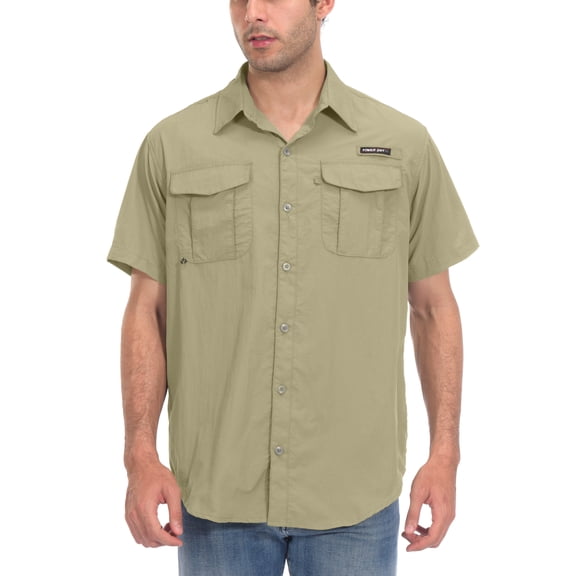 Little Donkey Andy Men's UPF 50 UV Protection Shirt, Short Sleeve Fishing Shirt, Breathable and Fast Dry Pale Khaki XS