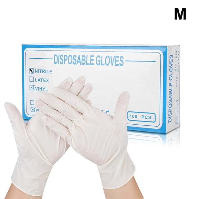 Guante de nitrilo de seguridad desechable de 100 piezas, guantes de goma de protección laboral para la industria alimentaria, blanco M