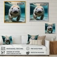 thumbnail image 4 of Designart "Manatee's Curious Gaze III" Animals Framed Wall Art Decor - Modern Blue Manatee Entryway Framed Wall Art, 4 of 6