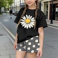 thumbnail image 2 of Babcutegg Girls Summer Printed Two-Piece Outfit – Short Sleeve Round Neck Top with Elastic Waist Shorts for Casual and Playful Everyday Wear Black Size 9-10, 2 of 7