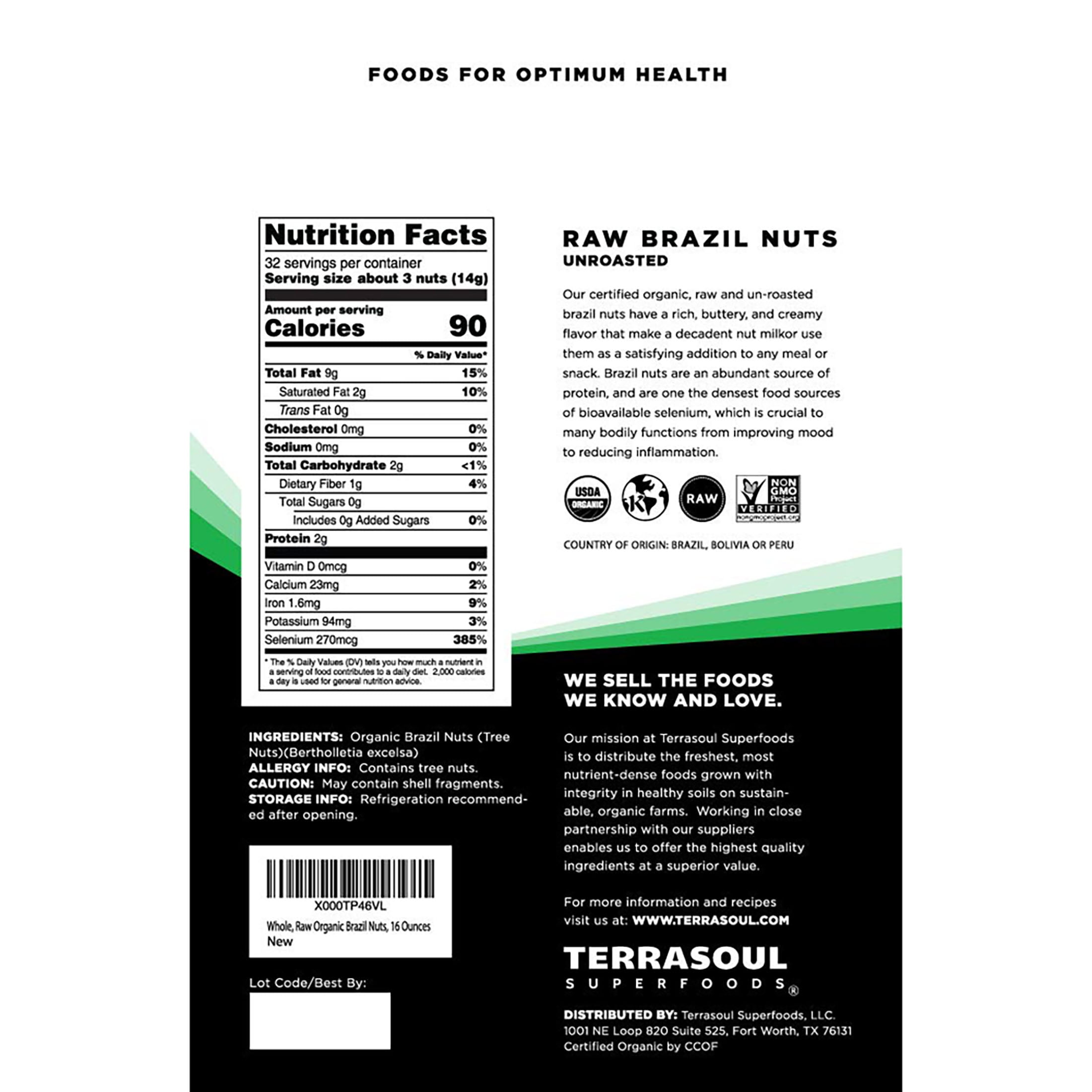 Terrasoul Superfoods Organic Brazil Nuts, 5 Lbs (1 Lb 5-Pack) - Raw | Unsalted | Rich in Selenium