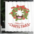 thumbnail image 4 of Ambesonne Christmas Shower Curtain, Laughing Wreath Ornaments, 69"Wx84"L, Olive Green and Dark Coral, 4 of 5