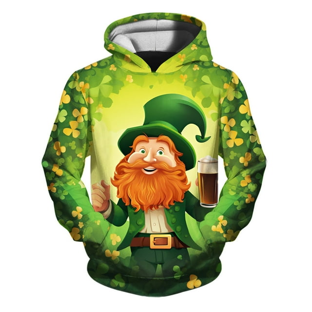 GDREDA Chandails à Capuchon et Chandails Molletonnés pour Garçons Chandail à Capuchon Confortable pour Enfants pour la Saint-Patrick avec Conception de Poche pour Usage Unisexe