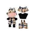thumbnail image 2 of Adorable Plush Toy Outfit Set Owl Pattern Overalls, Striped Shirt, and Sun Visor for Stuffed Animals, 2 of 3