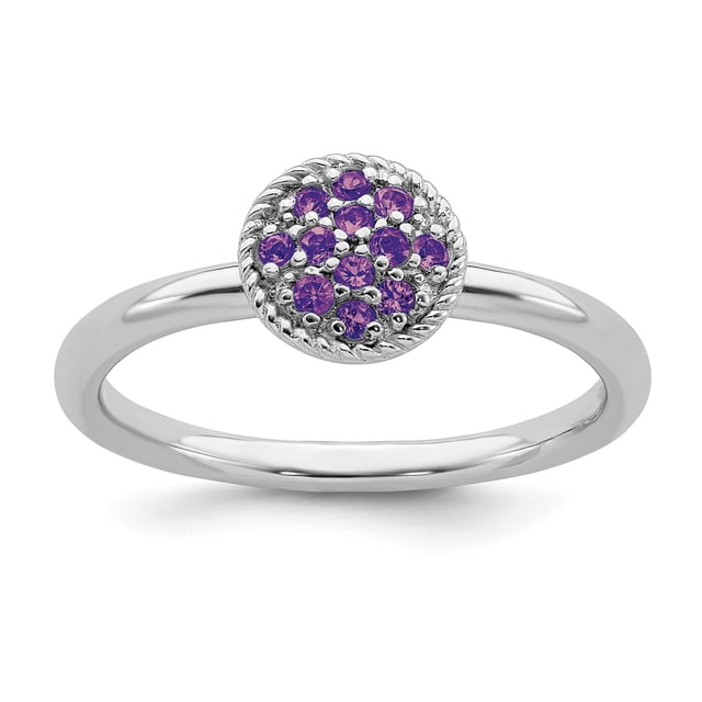 925 Sterling Silver Amethyst Stackable Ring Birthstone February Gemstone