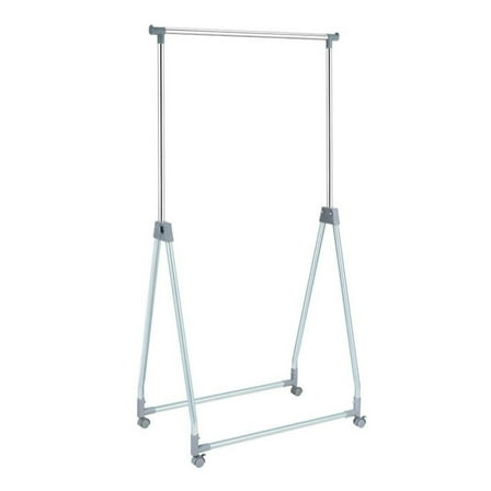 Foldable Clothing Rack Heavy Duty, Extendable Garment Rack with Wheels - Silver, 33lbs Capacity