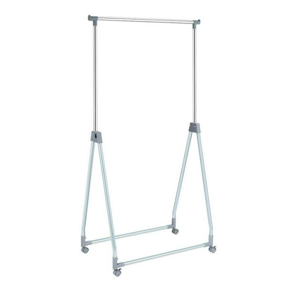Foldable Clothing Rack Heavy Duty, Extendable Garment Rack with Wheels - Silver, 33lbs Capacity