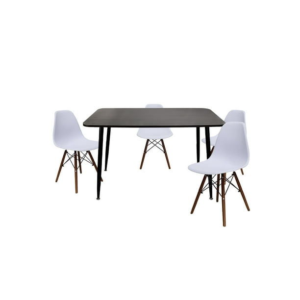 Comedor Murcia Rectangular 120x70 con sillas blancas para 4 personas