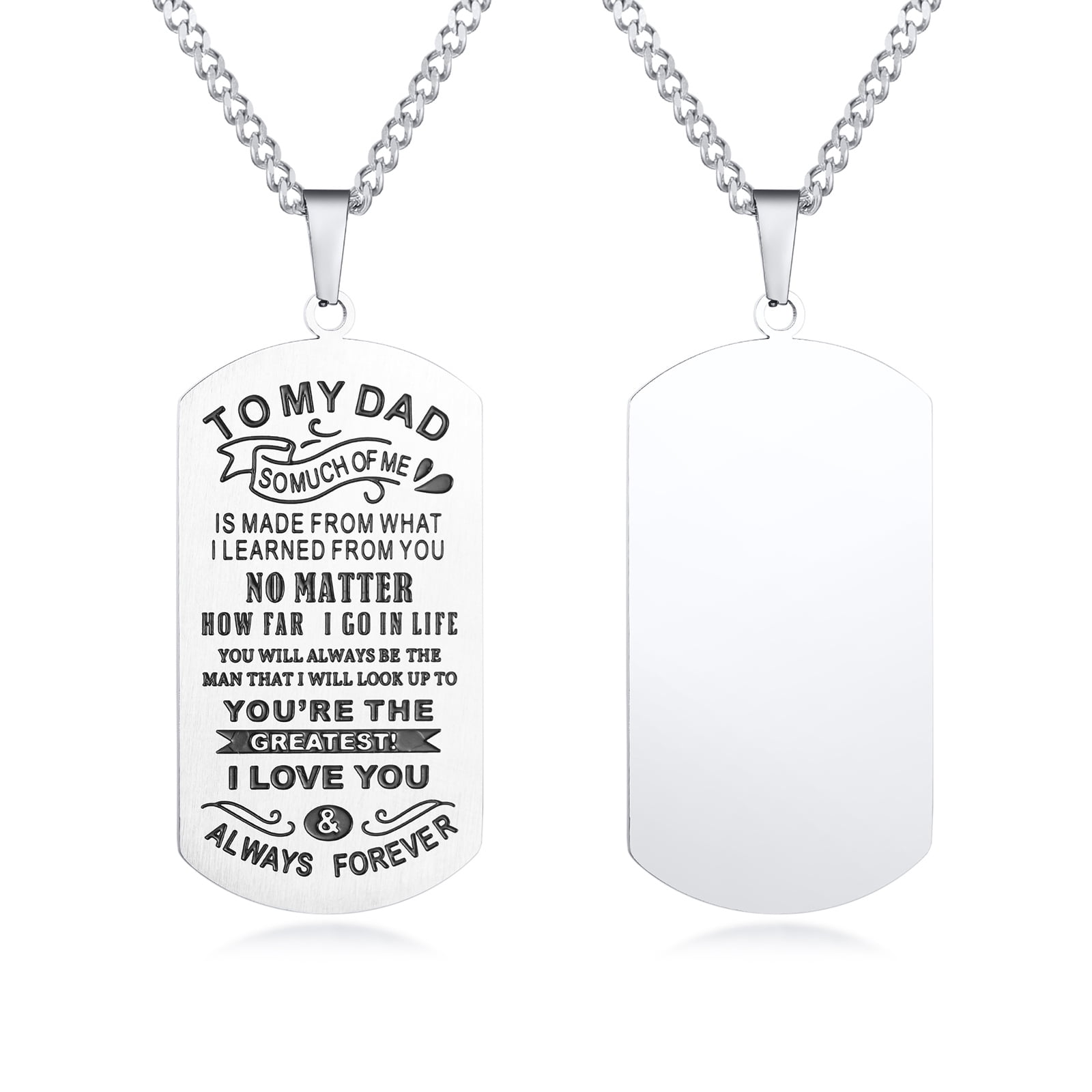 Vnox Dog Tag Necklace, Silver Stainless Steel Dog Tags for Men, Dad Dog Tag Father's Day Gift