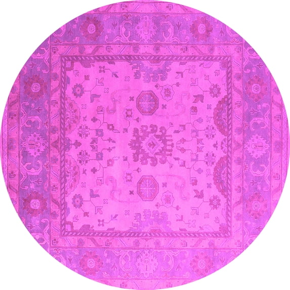 Ahgly Company Indoor Round Oriental Pink Industrial Area Rugs, 5' Round