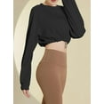 thumbnail image 6 of Arvbitana Women's Workout Crop Tops Long Sleeve Round Neck Athletic Sweatshirts Drawstring Hem Pullover Solid Color Running Shirts, 6 of 6