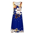 HaHaHappy Maxi Sundresses for Women 2024 Hemline Fold Scoop Neck Sleeveless Tank Dress Floral
