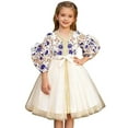 thumbnail image 2 of BRGZLK Muslim Dress for Girls Middle East Ramadan Long Sleeve Ethnic Style Dress Arabic Long Robe Skirt Gown Beige 8-9 Years, 2 of 5