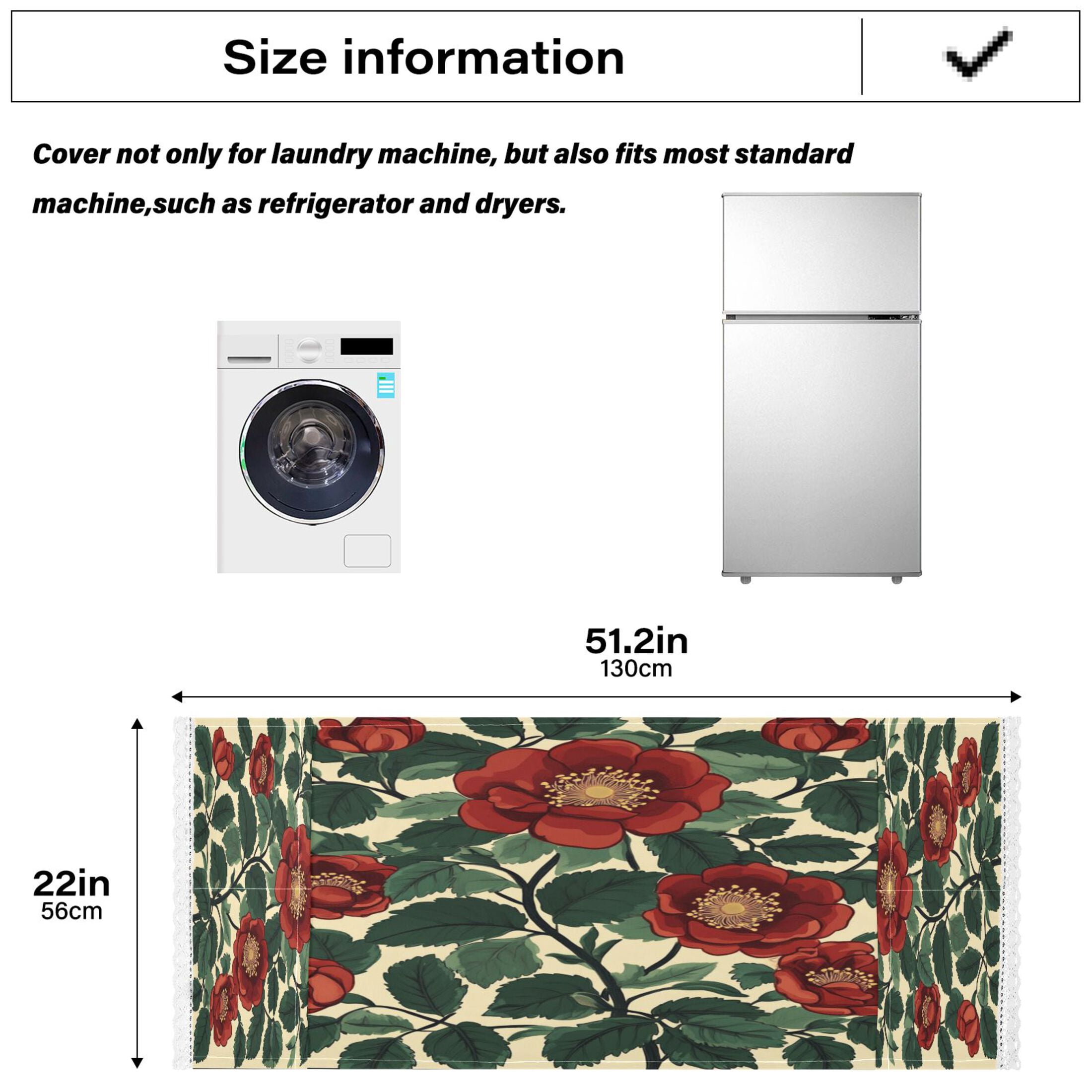 Peach BlossomWasher and Dryer Covers Dust-Proof and Oil Resistant Fridge Cover with 4 Storage Pockets Washing Machine Top Cover for Laundry Kitchen Home 51.2 x 22 In