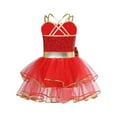 thumbnail image 6 of TiaoBug Girls Christmas Ballet Dance Dress Kids Sequins Straps Ballerina Leotard Dancewear Red 4, 6 of 7