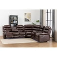 thumbnail image 6 of Pemberly Row Faux Leather Living Room Set Modern Reclining Sectional Sofa Brown, 6 of 9