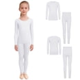 thumbnail image 1 of Manyakai Kids Girls Seamless Thermal Underwear Set Long Sleeve Base Layer Tops with Leggings Set for A White M, 1 of 7
