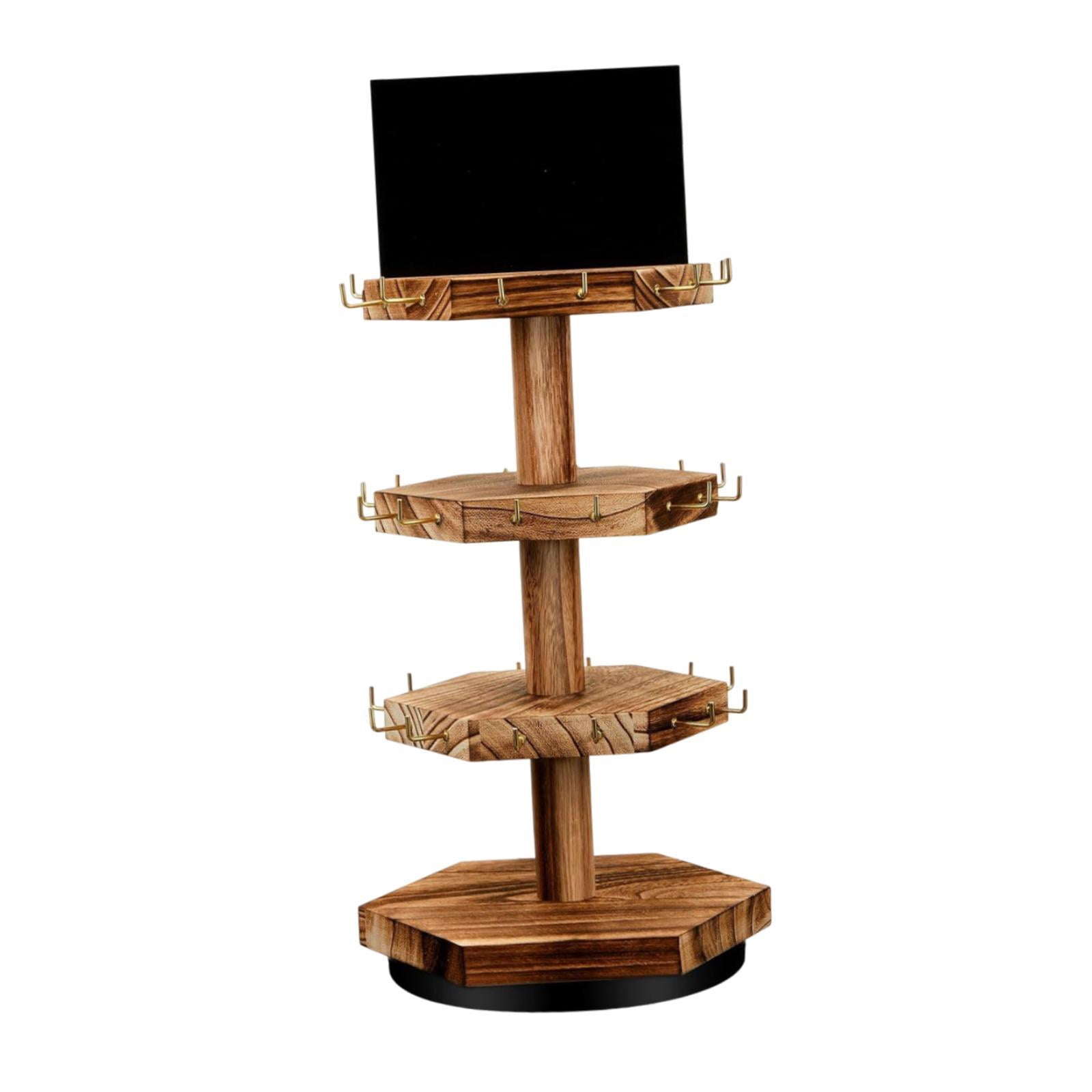 yuksok Rotating Jewelry Organizer Wooden Jewelry Hanger for Rings Earrings Tabletop