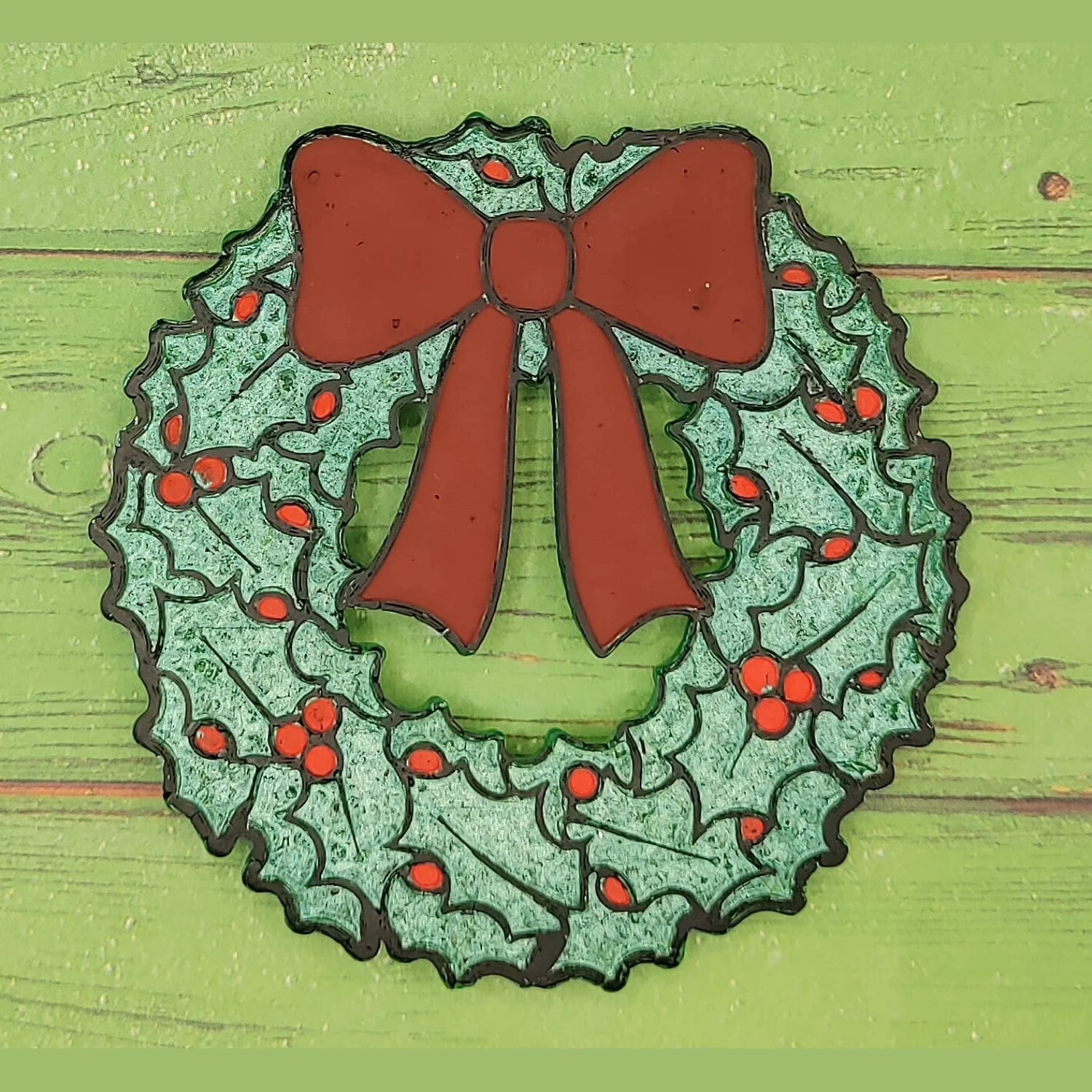 Holly Christmas Wreath Silicone Freshie Mold