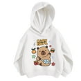 thumbnail image 3 of lnmuld Cute Tops for Girls Hooded Sweatshirt Capybara Print Casual Loose Fit Long Sleeve Top for Toddler Kids Soft Comfortable Autumn Winter Outfits Size:4-5 Years, 3 of 5
