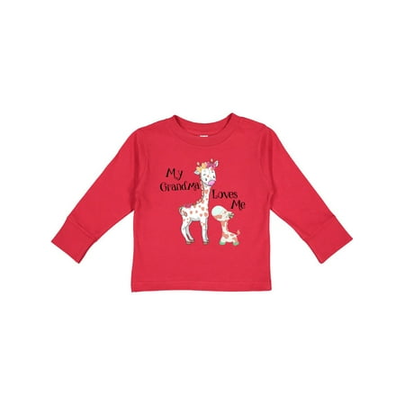 

Inktastic My Grandma Loves Me Giraffe Gift Toddler Boy or Toddler Girl Long Sleeve T-Shirt
