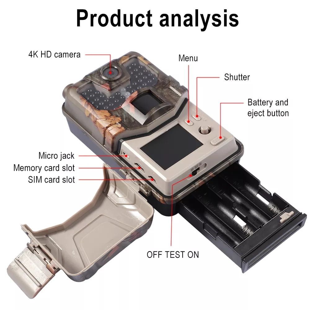 SuntekCam 4G Cellular Trail Camera - 36MP 4K Wildlife Hunting Cameras With Night Vision APP Control