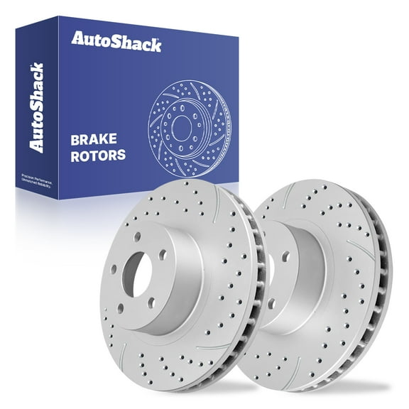 AutoShack Front Vented Drilled & Slotted Coated Brake Rotors Silver Matte Finish 2-PC Set Replacement for 1998-2016 Subaru Impreza 2013-2016 Scion FR-S 2005-2006 Saab 9-2X TurboGuard 10.89" (277 mm)