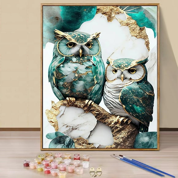 JYLMOOD Paint by Numbers Kit for Adults Beginner, Owl Easy DIY Oil Painting Kits On Canvas for Gift Home Wall Decor 16x20 Inch