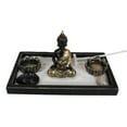 thumbnail image 3 of Meditating Gold Robe Buddha Zen Garden Kit With Lotus Candle Holders Sand Rake, 3 of 9