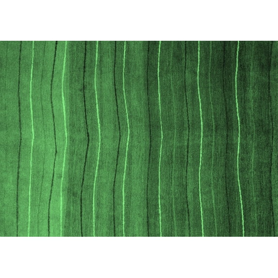 Ahgly Company Indoor Rectangle Abstract Emerald Green Modern Area Rugs, 2' x 3'