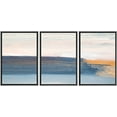 thumbnail image 2 of PixonSign Framed Wall Art Set Blue & Orange Paint Stroke Sea Landscape Graffiti Patterns Artwork Neutral Minimalism Contemporary Colorful Modern Prints for Home Decor - 16"x24"x3 Panels Black, 2 of 5