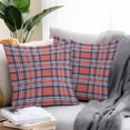 thumbnail image 2 of Throw Pillow Covers 18x18 Inch Set of 2, Orange Blue Waterproof Outdoor Pillow Covers, British Style Buffalo Plaid Lattice Decorative Cushion Pillowcases for Couch, Sofa, Bed, Garden, Patio, 2 of 9