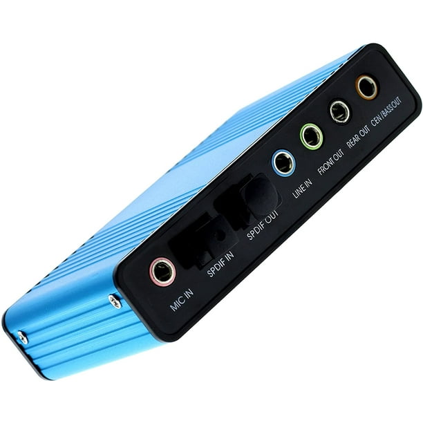 Carte son externe USB 2.0 Adaptateur de son surround 5.1 à 6 canaux Audio  pour PC-bleu 