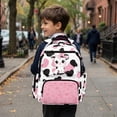 thumbnail image 2 of Uorisanigo Pink Cow Print School Backpack for Girls Large Capacity, Lightweight Hiking Daypack for Elementary Teen, Casual Bookbag for Camping Vacation, 2 of 7