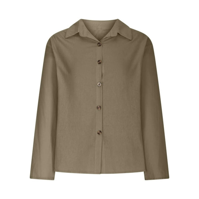 Timegard Long Sleeve Shirts for Women Cotton Linen Lightweight Button up Tops Blouse Fall Solid Color