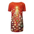 thumbnail image 5 of Camiseta Impresa con Cuello en V de Manga de Raglan de la Parte Trasera Larga Delantera Corta de las Mujeres de Navidad, Vacaciones Informales, 5 of 5